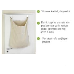 WENKO Modaya uygun bej renkte yerden tasarruf sağlayan çamaşır sepeti