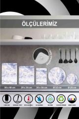 3'lü Takım Cam Kesme Tahtası Beyaz Mermer