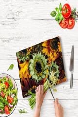 30x40 cm Cam Kesme Tahtası Ayçiçeği