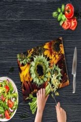 30x40 cm Cam Kesme Tahtası Ayçiçeği