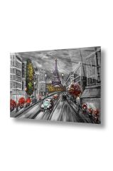 50 x 60 cm Eyfel Kulesi Desenli Cam Tablo 4mm Temperli Camdır