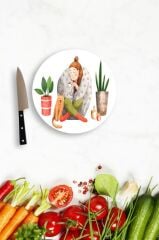 Çap 32 Cm Alone Desenli Cam Kesim Tablası