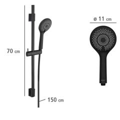 Duş Başlığı Sürgülü Siyah