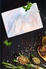 30x40 cm Cam Kesme Tahtası Ezgi Mermer Görünümlü