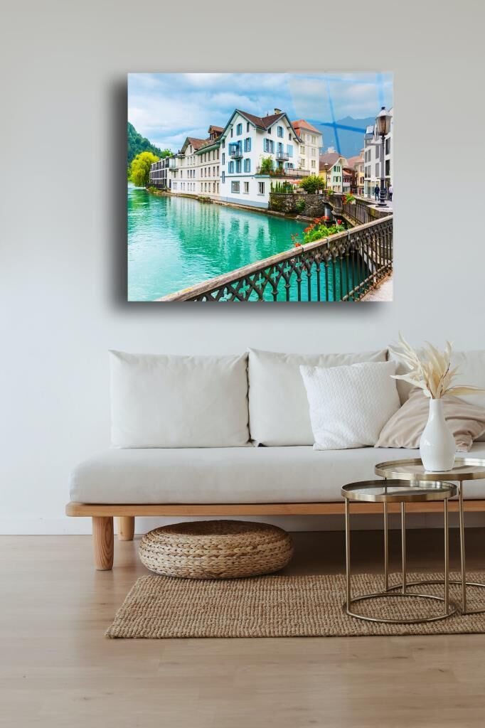 60 x 70 cm İsviçre Desenli Cam Tablo 4mm Temperli Camdır