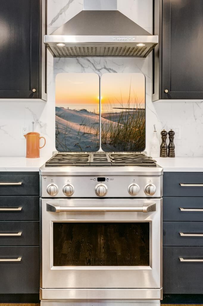 2'li 30x52 cm Cam Ocak Koruyucu 4'lü Ocaklar İçin Baltık Günbatımı