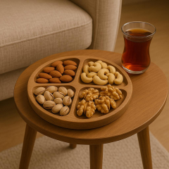 Saban Çerezlik, kahvaltılık, Ahşap Sunumluk 4 Bölmeli T9