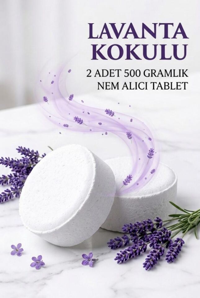 2x500 Gram - Lavanta Kokulu, Nem Alıcı Rutubet Ve Küf Önleyici Yedek Tablet