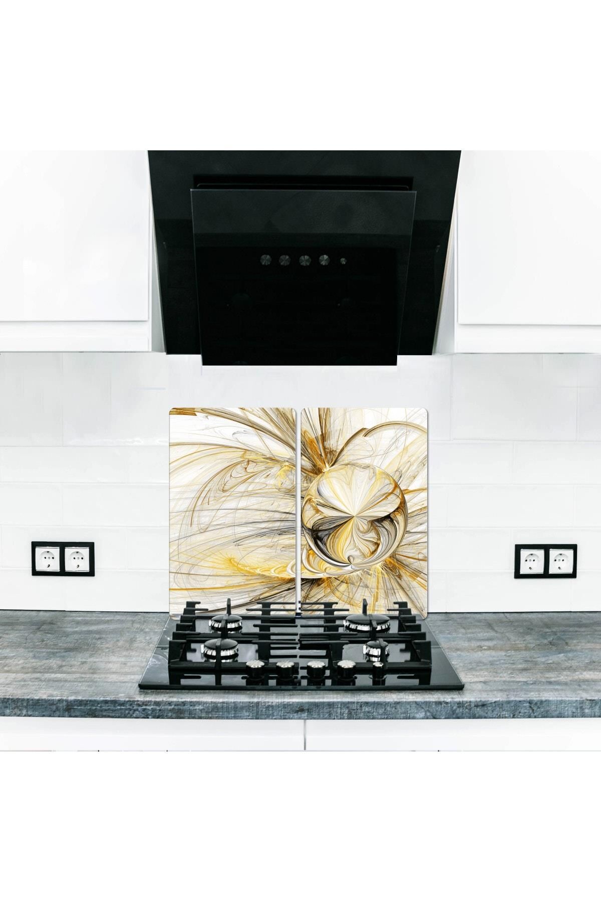 2' li 40x52 cm Cam Ocak Koruyucu  Yağmur Desenli