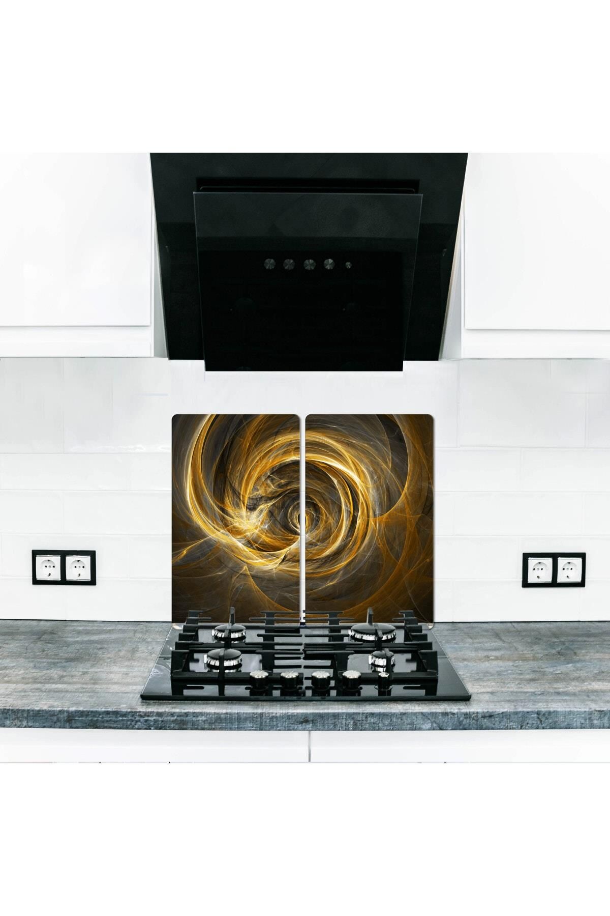 2' li 40x52 cm Cam Ocak Koruyucu  Hipnotize Desenli