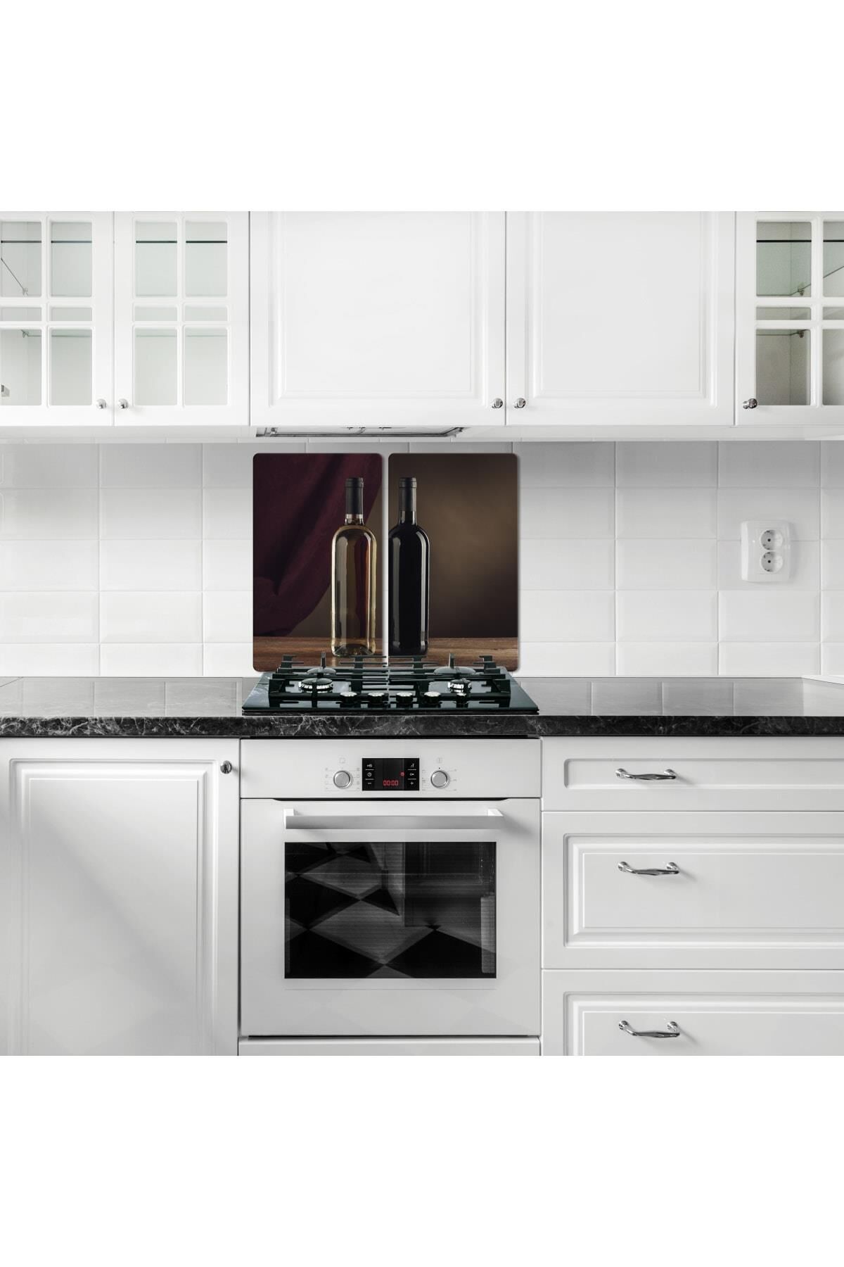 2' li 40x52 cm Cam Ocak Koruyucu  Kahverengi Desenli