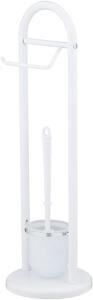 WENKO 17092100 Siena ayaklı tuvalet seti, tuvalet kağıdı ve tuvalet fırçası standı, tuvalet kağıdı tutucu, ayaklı rulo tutucu, fırça dahil, çelik, çap 19 x 63 cm, beyaz…