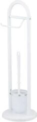 WENKO 17092100 Siena ayaklı tuvalet seti, tuvalet kağıdı ve tuvalet fırçası standı, tuvalet kağıdı tutucu, ayaklı rulo tutucu, fırça dahil, çelik, çap 19 x 63 cm, beyaz…
