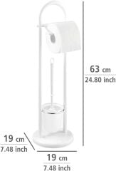 WENKO 17092100 Siena ayaklı tuvalet seti, tuvalet kağıdı ve tuvalet fırçası standı, tuvalet kağıdı tutucu, ayaklı rulo tutucu, fırça dahil, çelik, çap 19 x 63 cm, beyaz…