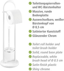WENKO 17092100 Siena ayaklı tuvalet seti, tuvalet kağıdı ve tuvalet fırçası standı, tuvalet kağıdı tutucu, ayaklı rulo tutucu, fırça dahil, çelik, çap 19 x 63 cm, beyaz…