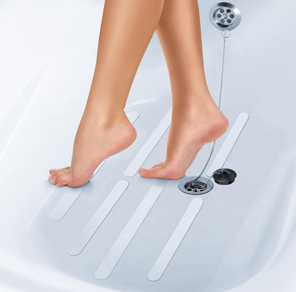 WENKO Banyo Zemin Kaydırmaz Yapışkanlı Bant Kaymaz Bant Şeffaf 5'Lİ 30 CM