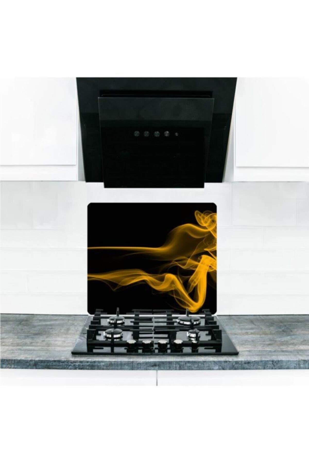 50X56 cm Cam Ocak Koruyucu Altın Duman