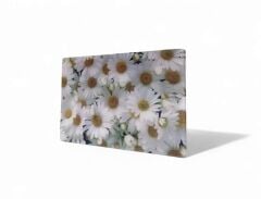 30x40 cm Cam Kesme Tahtası Beyaz Papatyalar