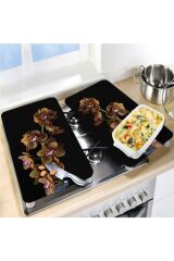 2' li 40x52 cm Cam Ocak Koruyucu  Kahve Orkide Desenli