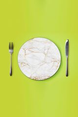 Çap 27 cm Alacalı Altın Desenli Cam Sunumluk Amerikan Servis Supla