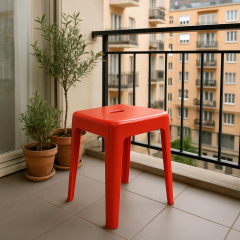 Saban Tabure Sağlam Plastik Kırılmaya Dayanıklı Bahçe, Balkon ,Banyo Kırmızı