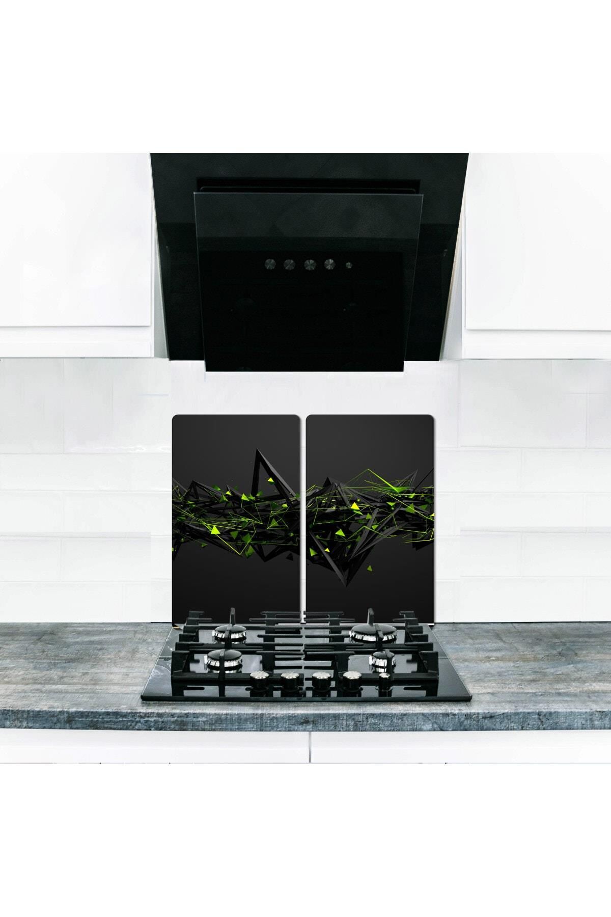 2'li 30x52 cm Cam Ocak Koruyucu 4'lü Ocaklar İçin Dijital