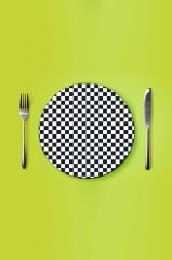 Çap 27 cm Dama Desenli Cam Sunumluk Amerikan Servis Supla