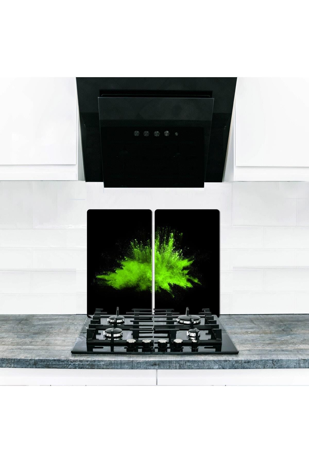 2'li 30x52 cm Cam Ocak Koruyucu 4'lü Ocaklar İçin Duman