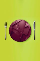 Çap 27 cm Kırmızı Üçgenler Desenli Cam Sunumluk Amerikan Servis Supla