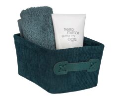 Saban Kadife Kumaş Dikdörtgen Organizer Sepet - Koyu Yeşil Saklama Kutusu