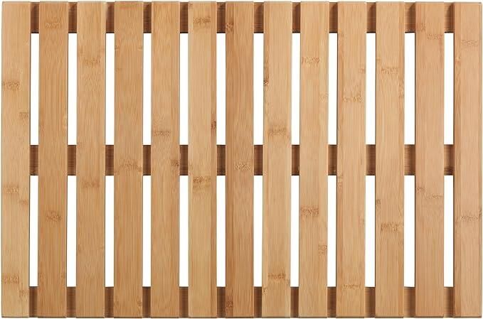 Wenko banyo ızgarası iç ve dış mekan bambu – banyo paspası, duş, banyo, havuz, sauna için zemin ızgarası, kaymaz alt yüzey, bambu, 40 x 60 cm