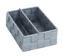 Saban 2 Bölmeli, Mutfak Düzenleyici Sepet Gri 13 x 6 x 18 cm