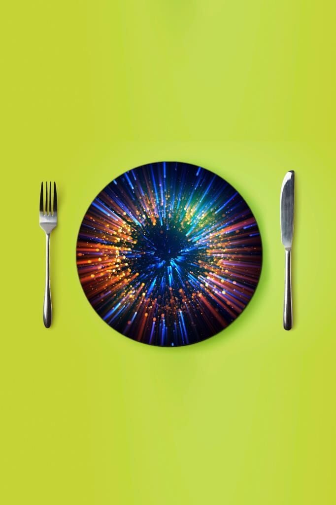 Çap 27 cm Odak Desenli Cam Sunumluk Amerikan Servis Supla