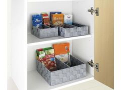 Saban 2 Bölmeli, Mutfak Düzenleyici Sepet Gri 26x 9 x 26 cm