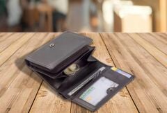 Saban Cüzdan Gerçek Deri Çok Gözlü, Fermuarlı, Kartlık Bölmeli