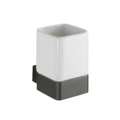 Saban  Duvara Monte Diş Fırçalık  – Koyu Gri Alüminyum Tutuculu, Seramik Şişeli