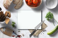 29x34 cm Cam Kesme Tahtası Düz Beyaz