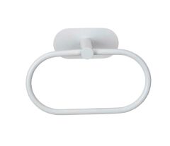 Saban Havlu Askısı – Mat Beyaz, Yapışkan Sistemli, Paslanmaz Çelik, 20,5 cm