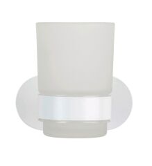 Saban Duvara Monte Diş Fırçalık  – Mat Beyaz, Paslanmaz Çelik Tutucu, Saten Cam Hazne, Yapışkanlı Montaj, 10x9,5x10 cm