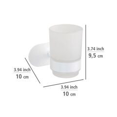 Saban Duvara Monte Diş Fırçalık  – Mat Beyaz, Paslanmaz Çelik Tutucu, Saten Cam Hazne, Yapışkanlı Montaj, 10x9,5x10 cm