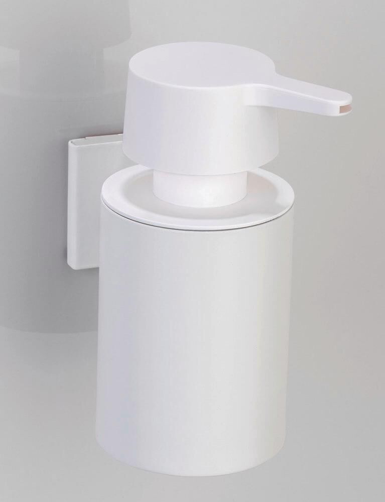 Saban Ovaro Sabunluk – Beyaz Mat, Paslanmaz Çelik Duvar Tutuculu, Yapışkan Montajlı, 160 ml Kapasiteli, 7 x 15 x 13,5 cm