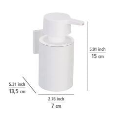 Saban Ovaro Sabunluk – Beyaz Mat, Paslanmaz Çelik Duvar Tutuculu, Yapışkan Montajlı, 160 ml Kapasiteli, 7 x 15 x 13,5 cm