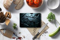 20x30 cm Cam Kesme Tahtası Siyah Üçgenler