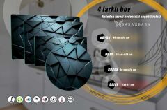 29x34 cm Cam Kesme Tahtası Siyah Üçgenler