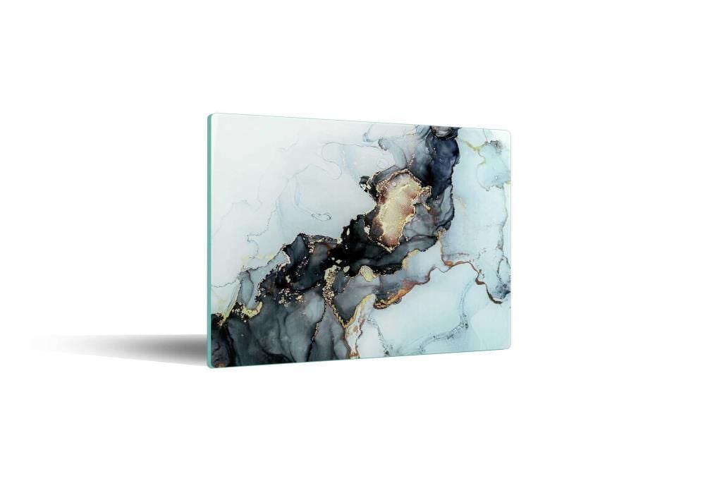 29x34 cm Cam Kesme Tahtası Siyah Yaldızlı Mermer