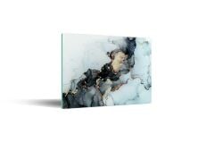 29x34 cm Cam Kesme Tahtası Siyah Yaldızlı Mermer