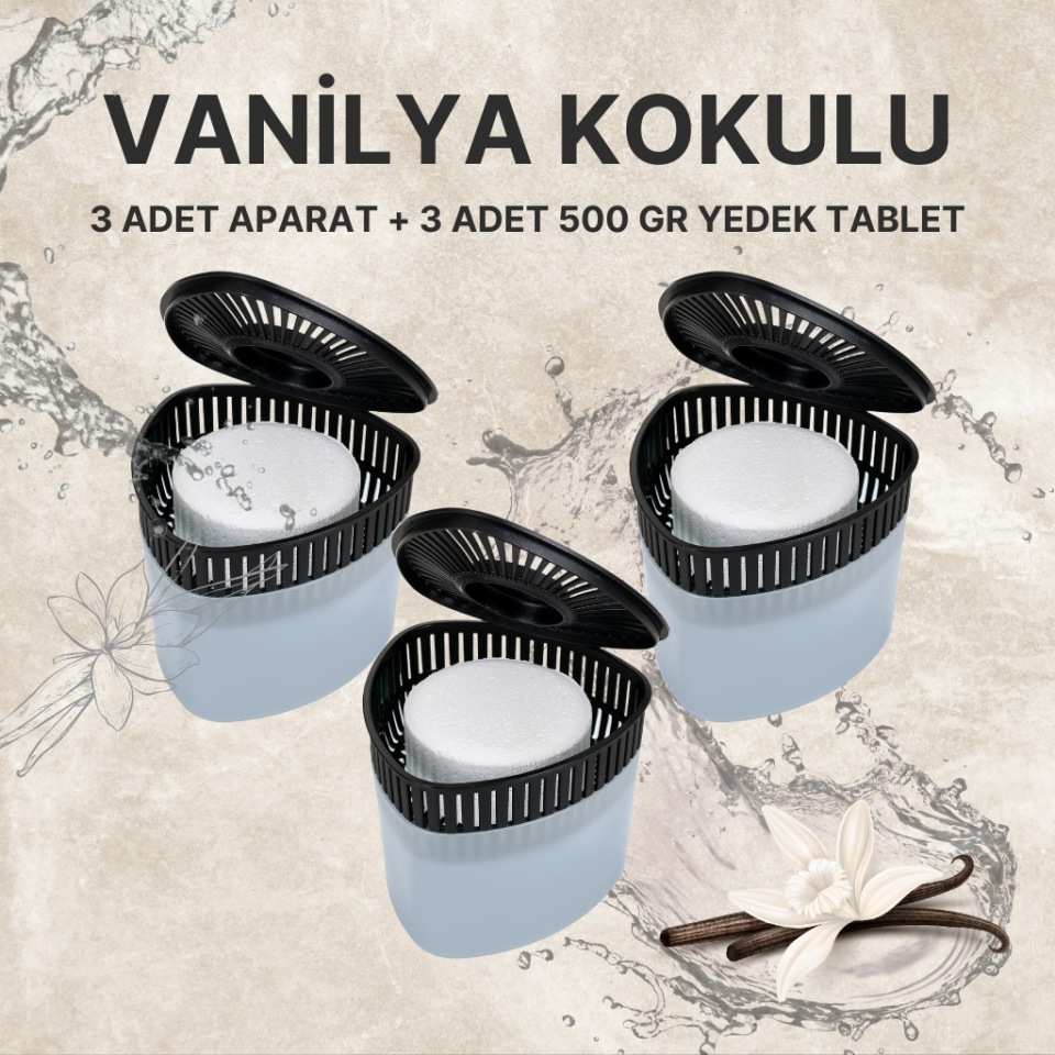 3 Adet 500GR - VANİLYA - Nem Alıcılı Ve Rutubet Giderici Aparat Üçgen (TABLET DAHİL)