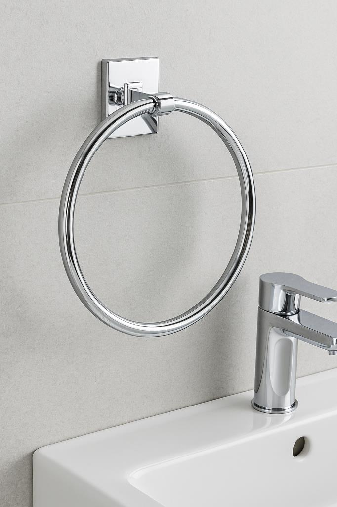 Saban Duvara Monte Havlu Askısı | Delmesiz Montaj, Güçlü Yapışkan Sistem 18.5 x 21 x 7.5 cm