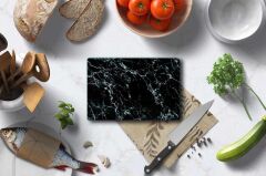 20x30 cm Cam Kesme Tahtası Siyah Mermer