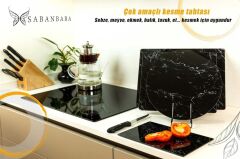 20x30 cm Cam Kesme Tahtası Siyah Mermer